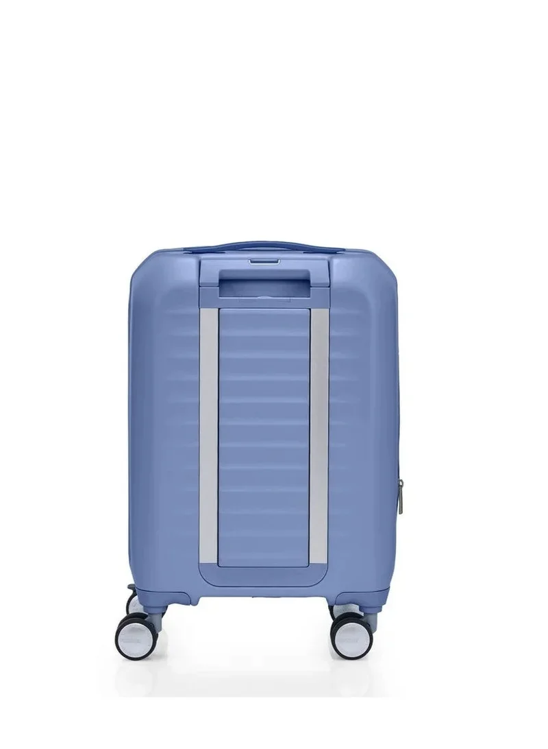 American Tourister Elemental Blue Frontec Suitcase, Cabin Size 54 cm / 20 inch, 4 Spinner Wheels, Hard Top, Polycarbonate, Elemental Blue|Expandable|Book Opening|Front Laptop Compartment|2-in-1 Optimov™ + STEPause™ Shock Absorbing Wheels|TSA 008 Lock|DuoSaf™ Security Zipper|USB Port - 3 Years International Warranty  | Best Price UAE